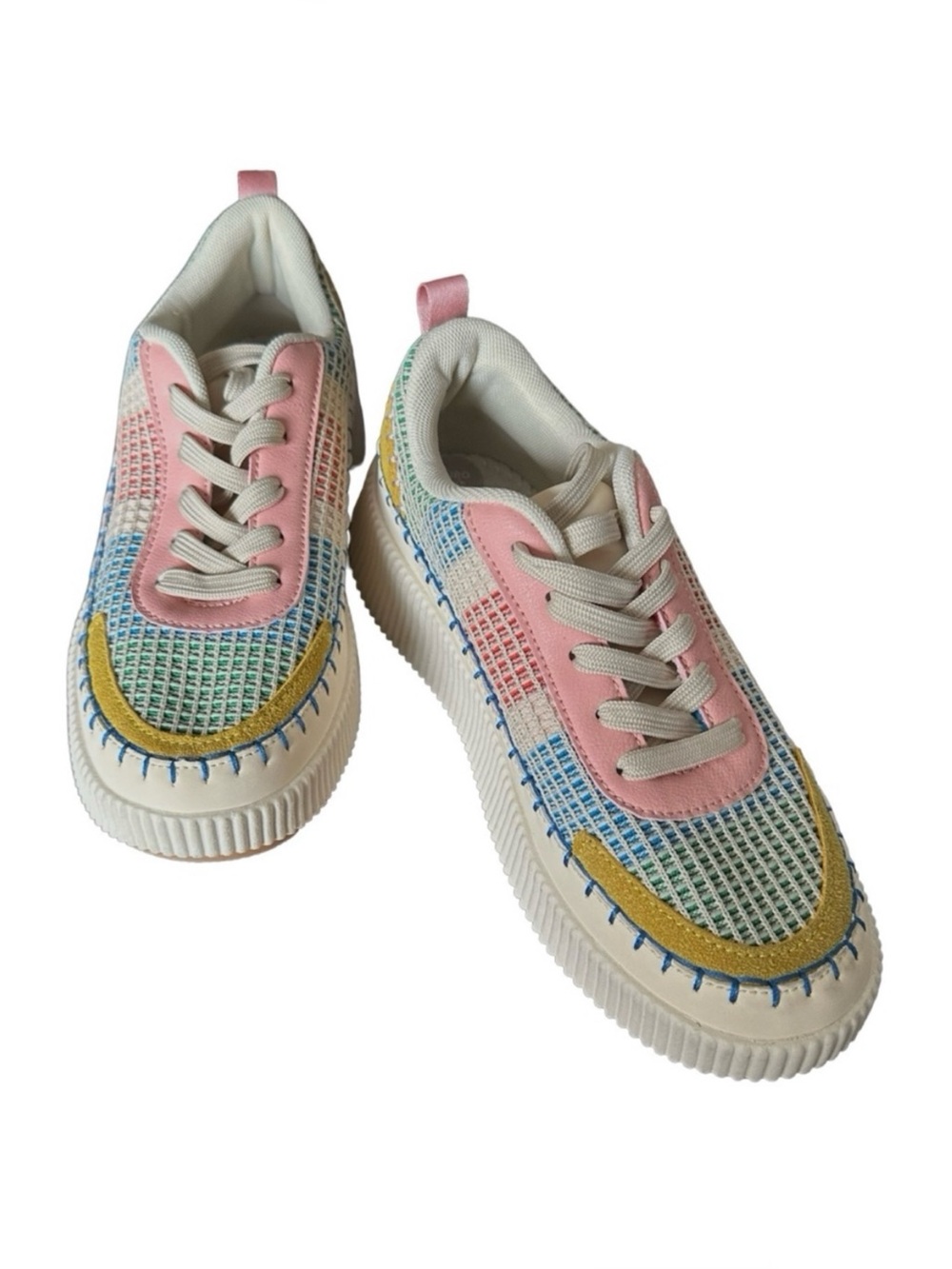 CATHERINE MALANDRINO Women’s Patchwork Platform Sneakers Size 7-7.5US